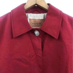 Coach Womens Red Cotton Long Sleeve Pockets Winter Trench Coat Size Large